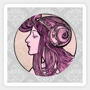 Vintage Twenties Girl - Alphonse Mucha Sticker